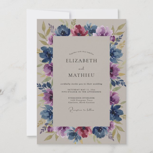 Invitation Mariage à la Fleur Sauvage de Nuit de Navire Améth (Devant)