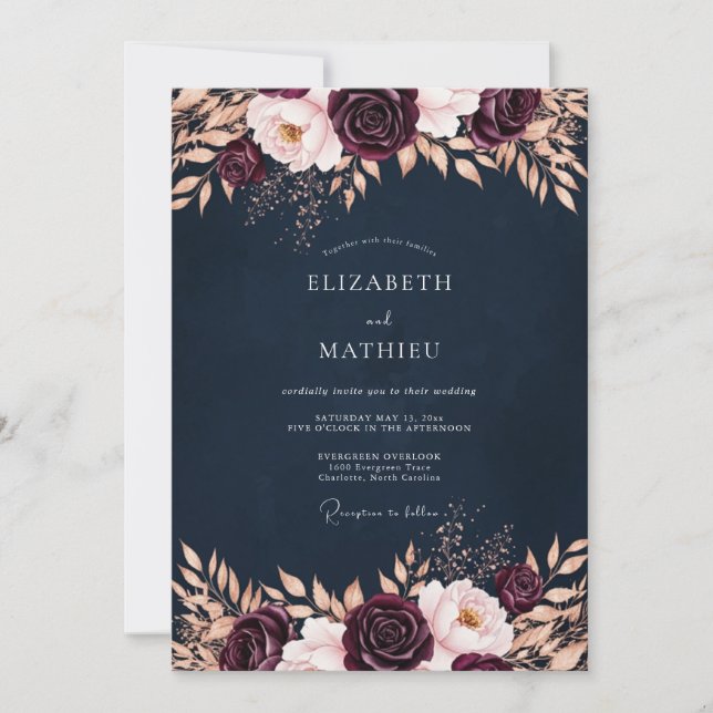 Invitation Mariage à la Floraison Bourguignonne (Devant)