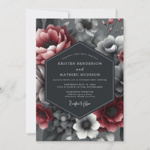 Invitation Mariage à la floraison dramatique de Bourgogne