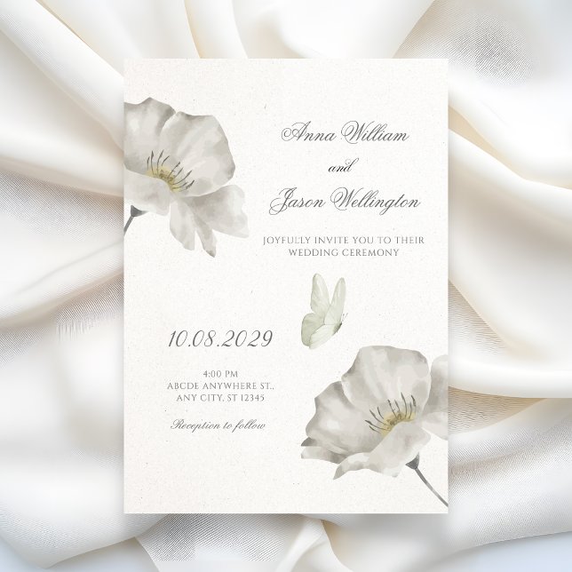 Invitation Mariage à la floraison florale blanche (Créateur téléchargé)