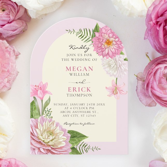 Invitation Mariage à la floraison florale rose (Créateur téléchargé)