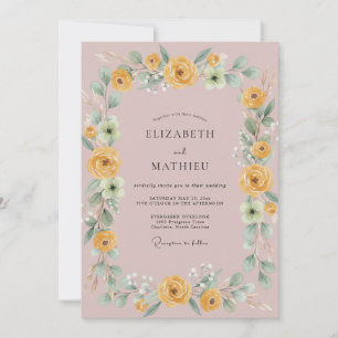 Invitation Mariage à la Floraison Jaune Doré