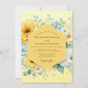 Invitation Mariage à la Floraison Jaune Doré