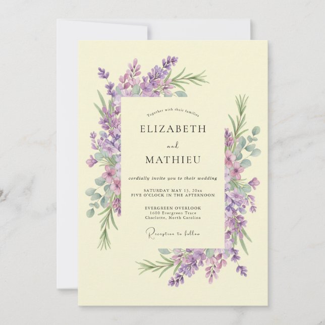 Invitation Mariage à la Floraison Pourpre (Devant)