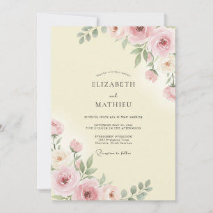 Invitation Mariage à la Floraison Rose Tendre