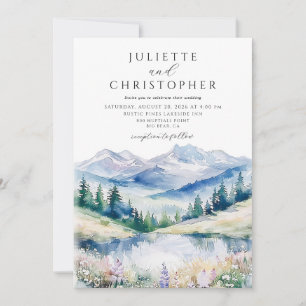 Invitation Mariage à la forêt de montagne à l'aquarelle