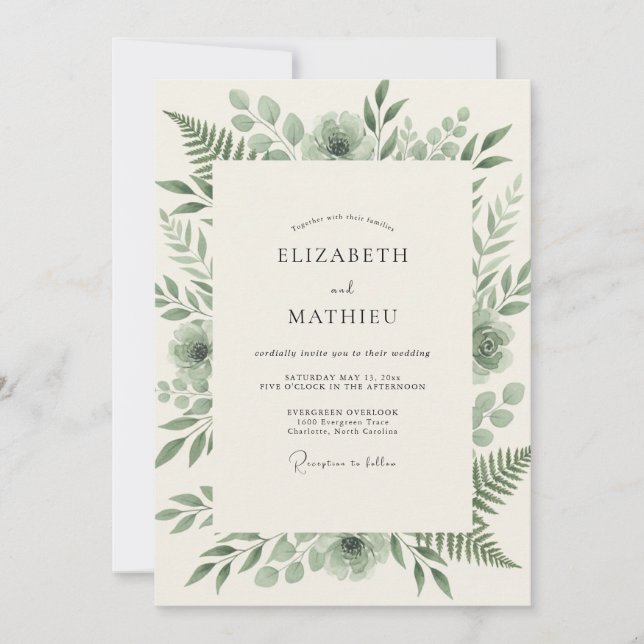 Invitation Mariage à la Fougère de Mousse (Devant)