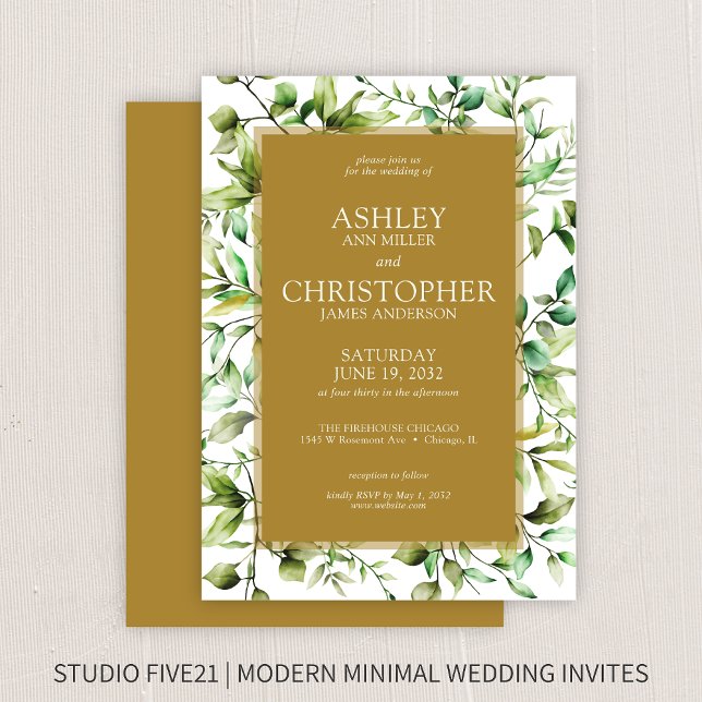 Invitation Mariage à la frontière florale rustique classique (Créateur téléchargé)