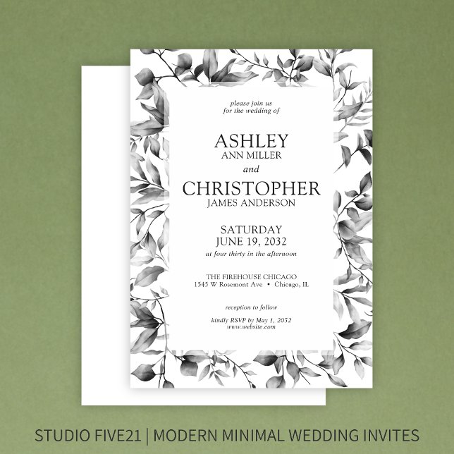 Invitation Mariage à la frontière florale rustique classique (Créateur téléchargé)