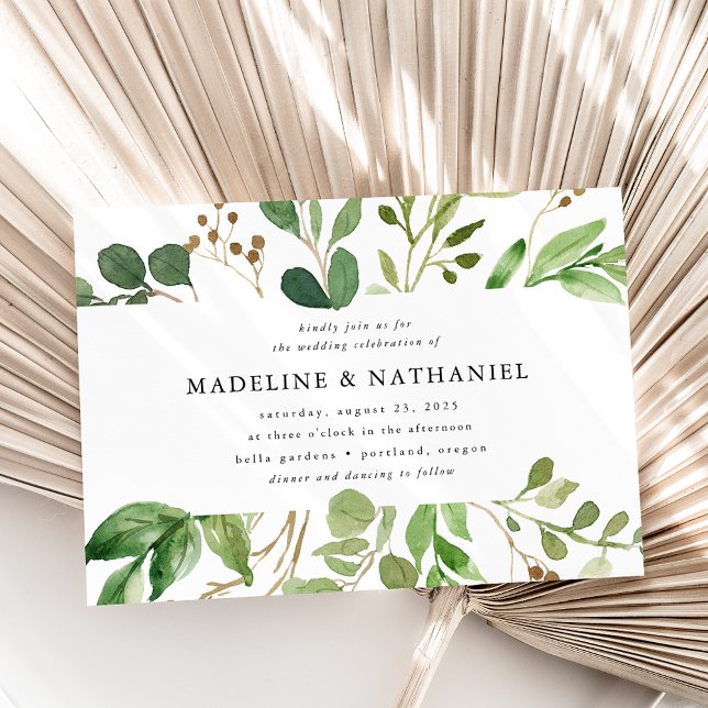 Invitation Mariage à la gouache de verdure (Créateur téléchargé)