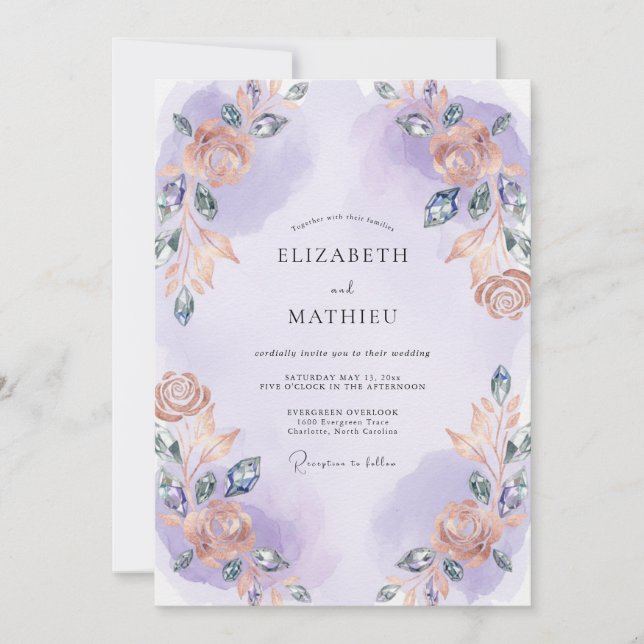 Invitation Mariage à la guirlande d'abricot orchidée (Devant)