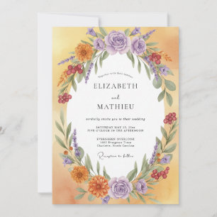 Invitation Mariage à la guirlande d'ambre lavande