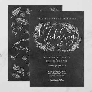 Invitation Mariage à la guirlande florale dessinée à la main 