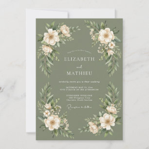 Invitation Mariage à la guirlande florale sauge