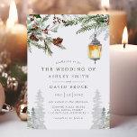 Invitation Mariage à la Lanterne Botanique aux Pins Ruraux d'<br><div class="desc">Invitez vos invités à célébrer votre jour spécial avec cette invitation de mariage rustique et enchanteresse pour l'hiver, dotée d'un design intemporel comprenant des pins, des éléments botaniques délicats et une lanterne vintage. Parfaite pour les mariages d'hiver avec un thème naturel ou rustique, cette invitation fait revivre le charme cosy...</div>