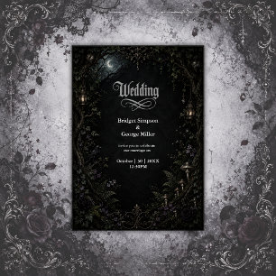 Invitation Mariage à la lanterne de lune de forêt gothique