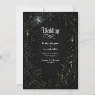 Invitation Mariage à la lanterne de lune de forêt gothique