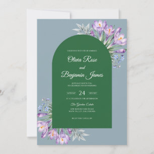 Invitation Mariage à la lavande Émeraude Crocus Eucalyptus