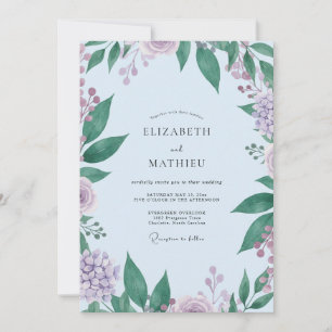 Invitation Mariage à la Lavande, Feuillage d'Eucalyptus