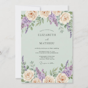 Invitation Mariage à la Menthe Pêche Wisteria