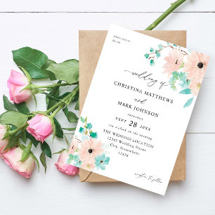 Invitation Mariage à la menthe verte et rose