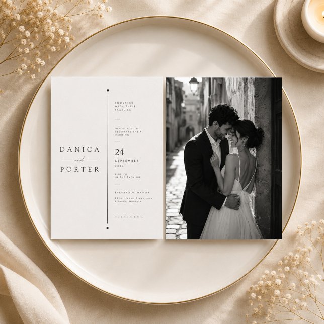 Invitation Mariage à la mise en page architecturale divisée (Créateur téléchargé)