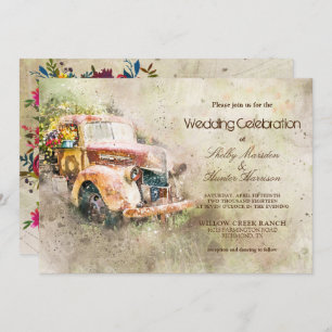 Invitation Mariage à la mode de photo de vieux camion