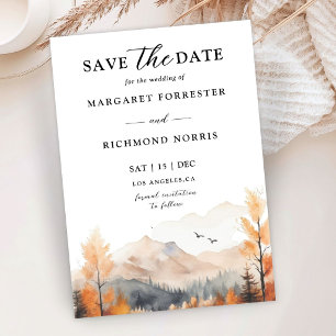 Invitation Mariage à la Montagne d'Automne Enregistrez la Dat