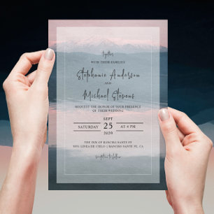 Invitation Mariage à la Montagne enneigée et au Lac Rustique