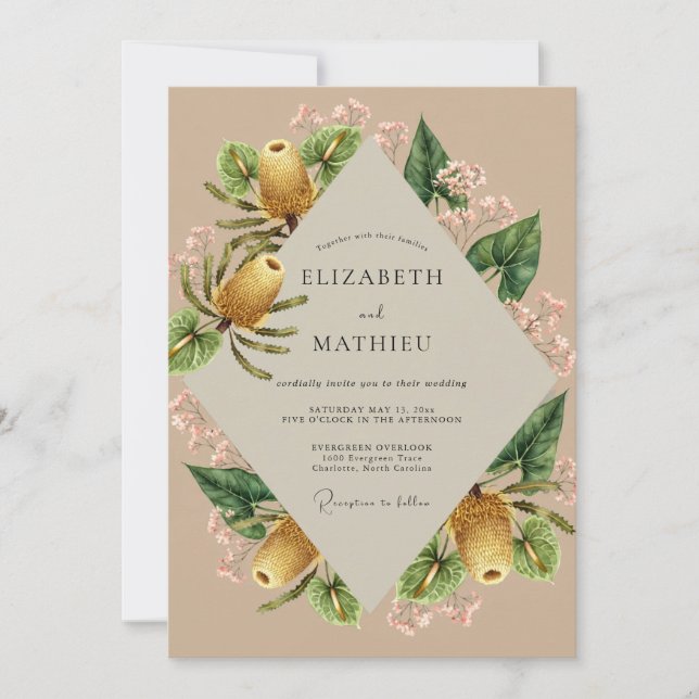 Invitation Mariage à la nèfle de Tan Eucalyptus (Devant)
