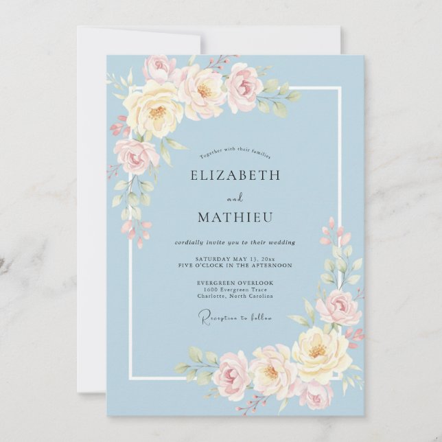 Invitation Mariage à la pêche et au bleuet (Devant)
