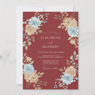 Invitation Mariage à la Petale Azur Brique