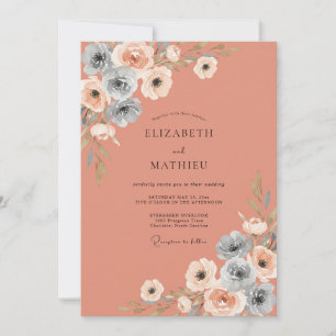 Invitation Mariage à la Petale d'Acier en Terracotta