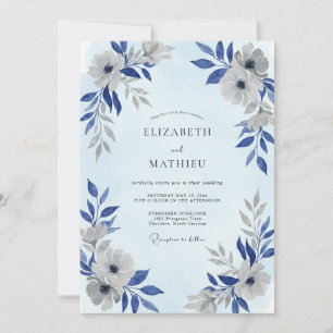 Invitation Mariage à la Pétale d'Argent Bleuet