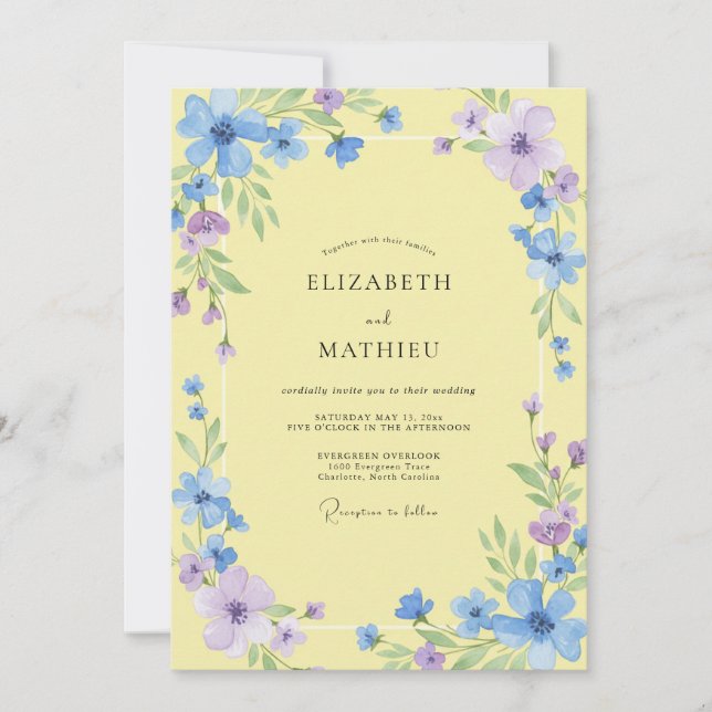 Invitation Mariage à la Pétale de Bleuet Primrose (Devant)