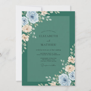Invitation Mariage à la pétale de champagne azur