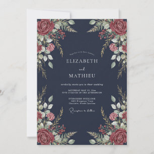 Invitation Mariage à la Pétale de Corail de Minuit