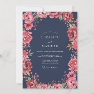 Invitation Mariage à la Pétale de Corail Doux de Minuit