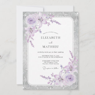 Invitation Mariage à la Pétale de Lilas Argenté