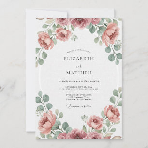 Invitation Mariage à la Pétale de Lilas Mauve Poussiéreuse