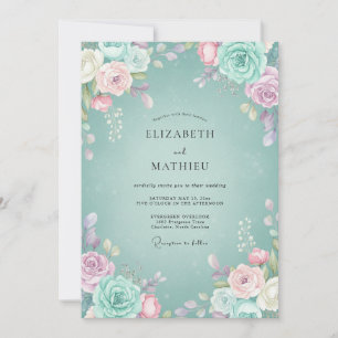 Invitation Mariage à la Pétale de Lilas Turquoise