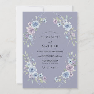 Invitation Mariage à la Petale de Mauve Acier