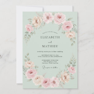 Invitation Mariage à la Petale de Menthe Rose