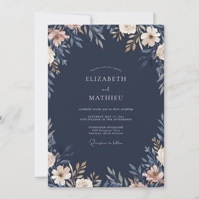 Invitation Mariage à la Pétale de Pêche de Minuit (Devant)