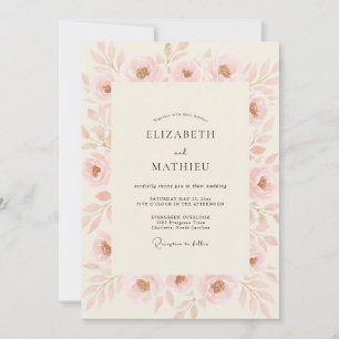 Invitation Mariage à la Pétale de Renoncule Rose