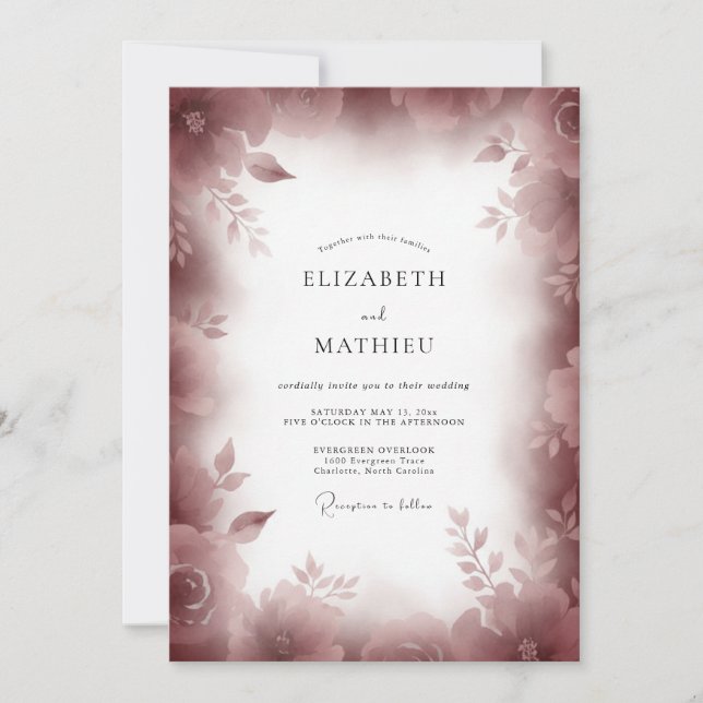Invitation Mariage à la Petale de Vin (Devant)