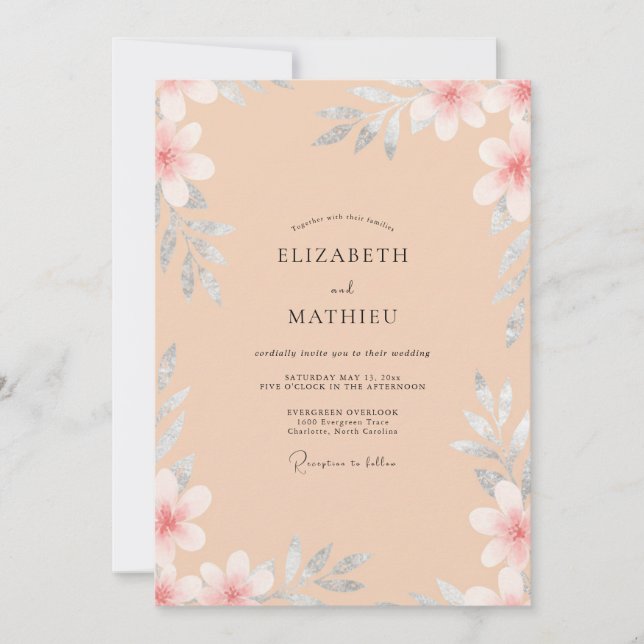 Invitation Mariage à la Petale Peinte d'Abricot (Devant)