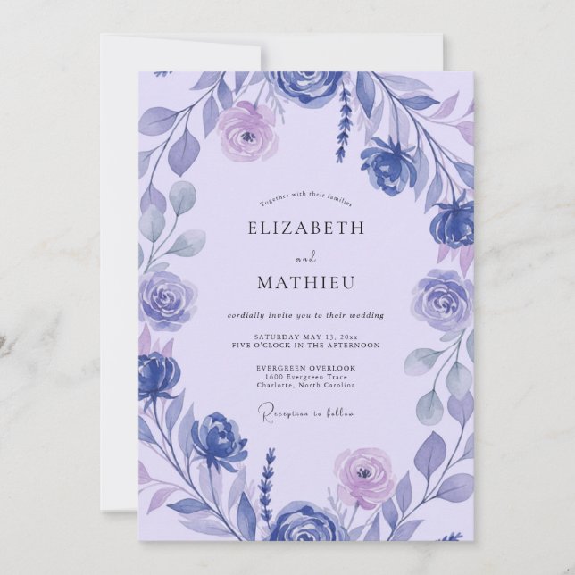 Invitation Mariage à la Petale Peinte d'Améthyste (Devant)