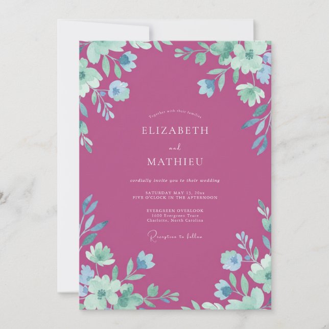 Invitation Mariage à la Petale Peinte de Baie (Devant)