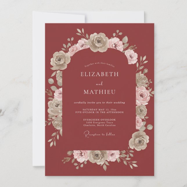 Invitation Mariage à la Pétale Peinte en Argile (Devant)